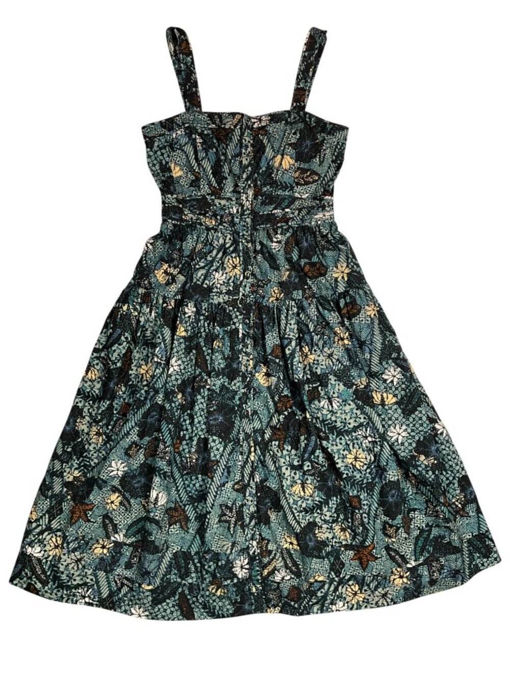 Ulla Johnson Isabela Dress 10 Rainforest Midi Blue Floral Sleeveless Cotton - Picture 16 of 16